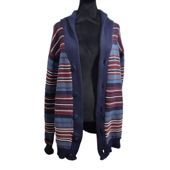 Staple Pigeon Brand 2 X Burgundy and Blue Button Down Cardigan 100% Cotton 2 XL - Picture 5 of 10